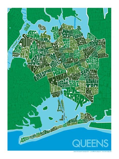 Queens Neighborhood Type Map Etsy Cartes New Yorker