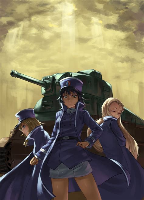 Safebooru 3girls Adapted Uniform Andou Girls Und Panzer Bangs Bc