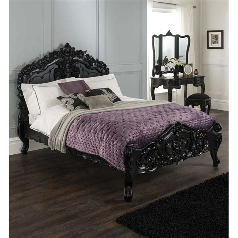 Buy Black Rococo Bed Complete With Slatted Base And Part Assembled
