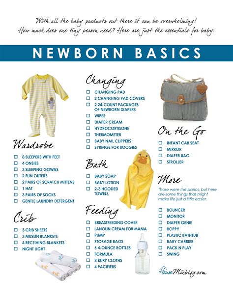 Newborn Basics Checklist Baby Checklist Newborn Essentials Baby