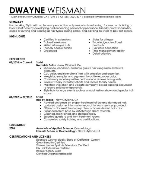 professional stylist resume examples cosmetology livecareer