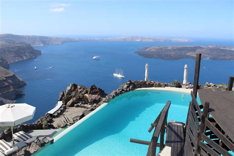 View Of The Santorini Caldera From The Hotel Diving Board Rtravel