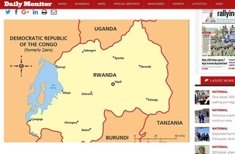 Kigali's city limits cover the whole province; Ugandan Major Newspaper Uses Rwanda Map Changed 17yrs Ago ...