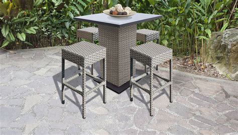 Florence Pub Table Set With Backless Barstools 5 Piece Outdoor Wicker