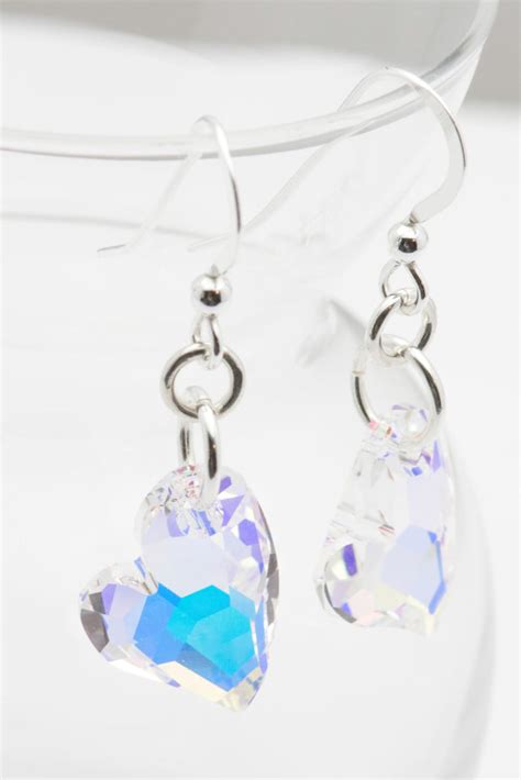 Crystal Heart Earrings Swarovski Black Brook Shop