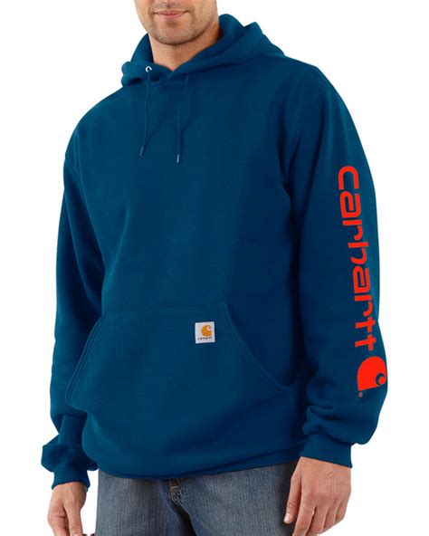 Carhartt Mens Blue Midweight Hooded Logo Sweatshirt Sheplers