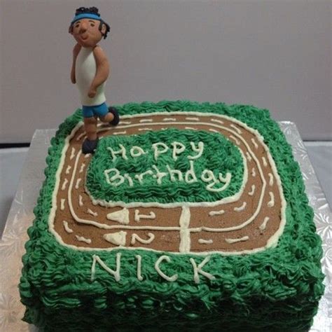 At cakeclicks.com find thousands of cakes categorized into thousands of categories. Running track inspire theme birthday cake for 12 year old boy. The back of the runner said ...