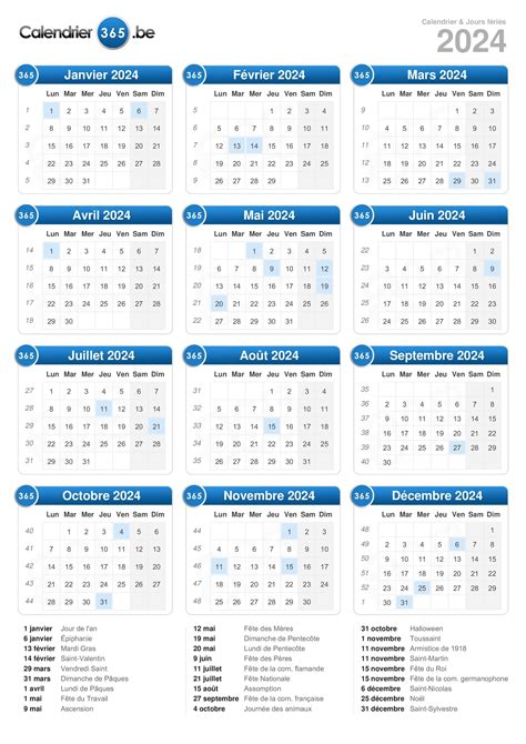 faire calendrier 2024