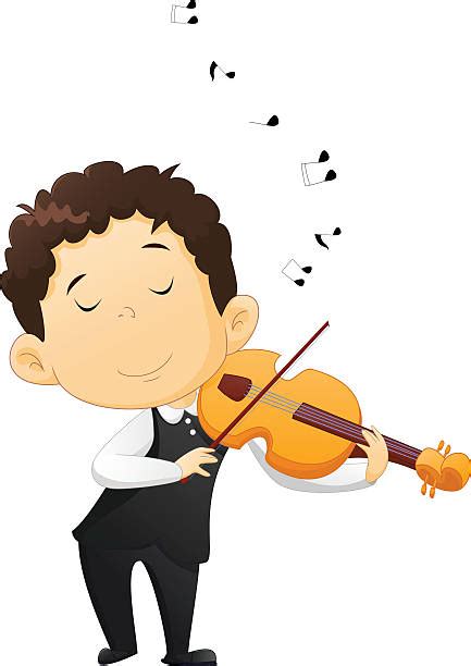 Funny Boy Cartoon Playing Violin Illustrations Royalty Free Vector