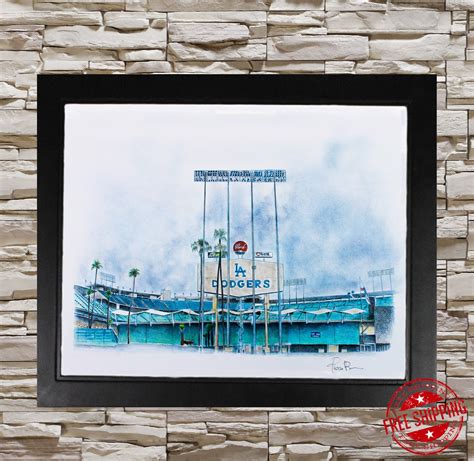 Dodger Stadium Pencil Drawing Art Print Poster La Dodgers Etsy