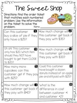 money math word problems   grade stories tpt