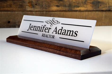 Desk Sign And Acrylic Name Plate Personalized Wood Etsy Desk Name