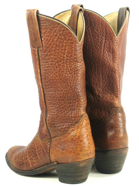 Frye Full Bullhide Cowboy Western Boots Vintage Us Made 25 Heels Men