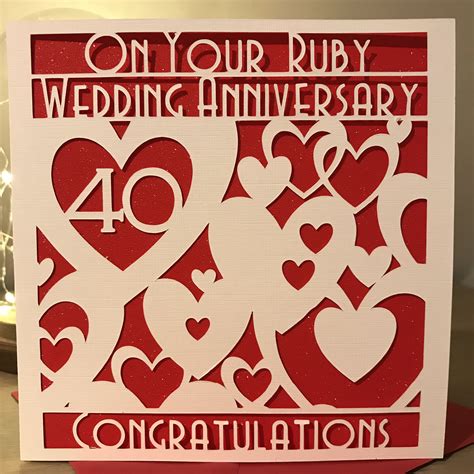 40th Ruby Wedding Anniversary Card Etsy