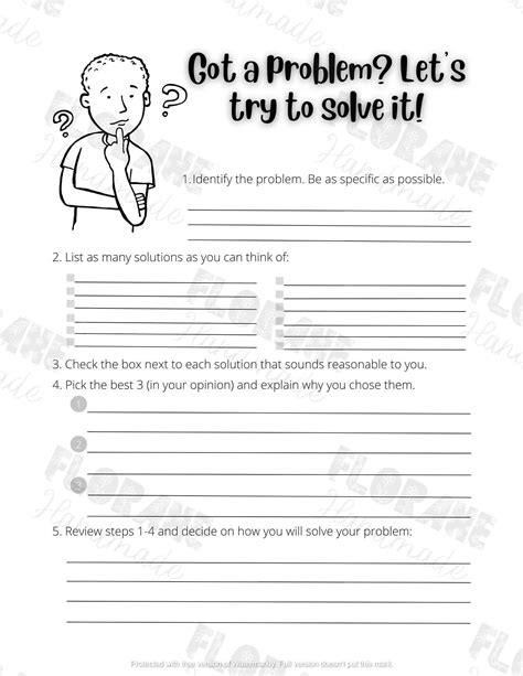Problem Solving Worksheet Printable Teens Adults Etsy Uk
