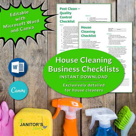 Professional House Cleaning Checklist, Cleaning Business, Business