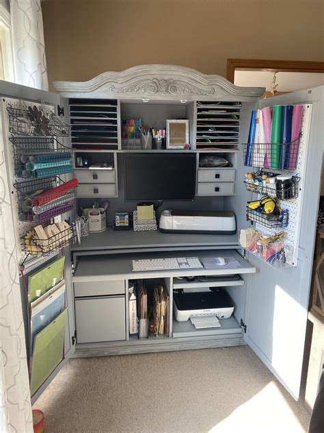 There is room for two people to sit and work comfortably. Turn a $60 Computer Armoire into a Cricut Craft Cabinet ...