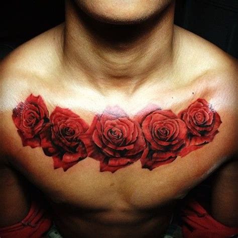 Rose Tattoo Upper Chest Englshwer