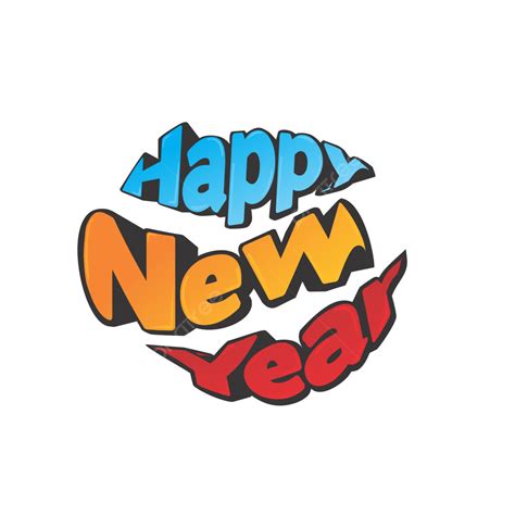 Happy New Year Colorful Text Vector Lattering Text Happy New Year