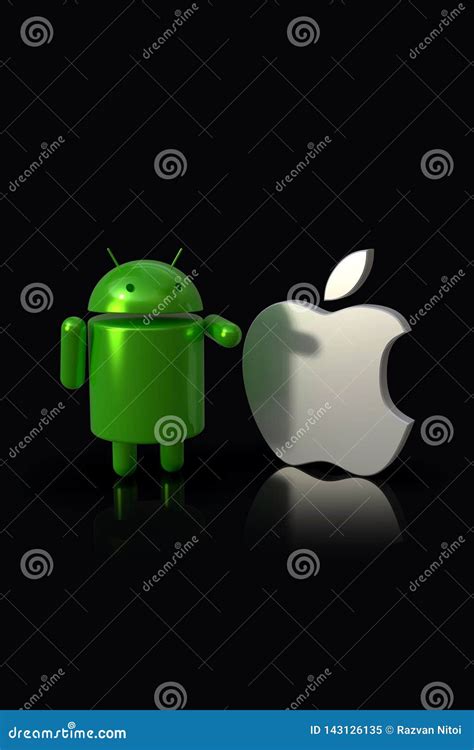 Android Vs Apple Ios 3d Logo Characters Side By Side Editorial Photo