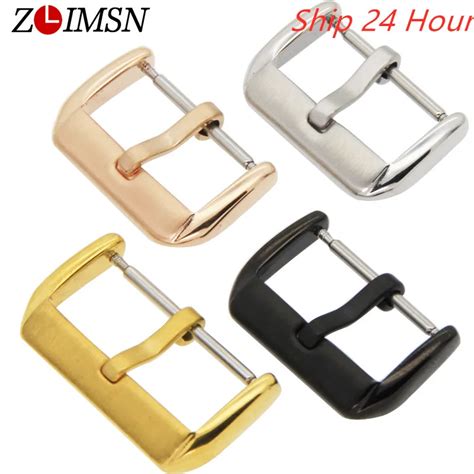zlimsn free shipping 100pcs watch buckle silver black rose gold pvd 10 12 14 16 18 20 22mm for