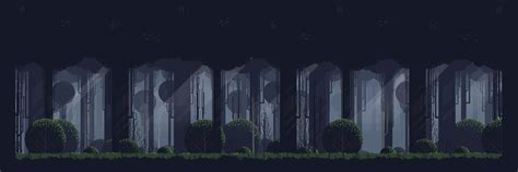 Forest Background Pixel Art Nightly Theme And Best Drawn With Outlines