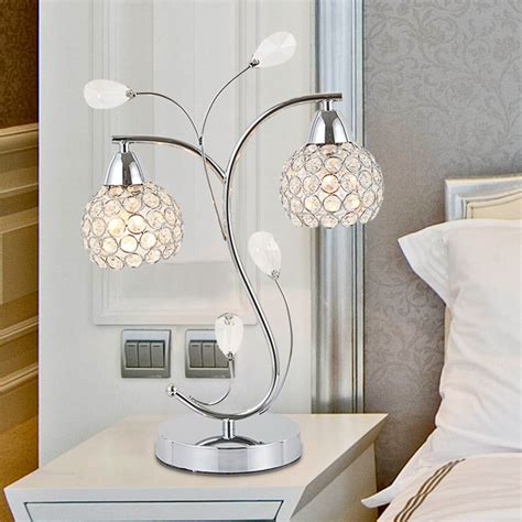 💔💗table Lamps Furniture Charming And Awesome Bedside Table Lamps For Your Crystal White Gla