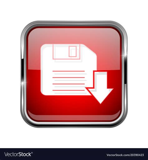 Save Or Download Icon Square Red 3d Icon Vector Image