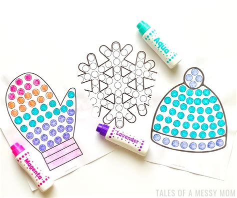 Free Winter Theme Dot Marker Printables Tales Of A Messy Mom