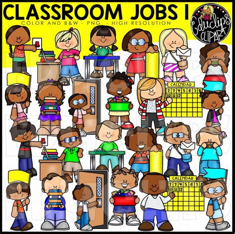 Classroom Jobs 1 Clip Art Bundle Color And Bandw Welcome