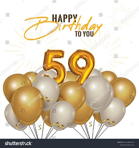 Happy 59th Birthday Greeting Card Vector Stock Vector Royalty Free