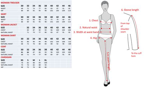 Womens Printable Body Measurement Chart