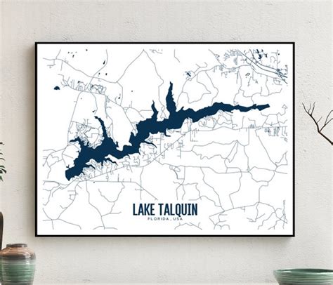 Lake Talquin Florida Printable Map Lake Talqiun Fl Etsy