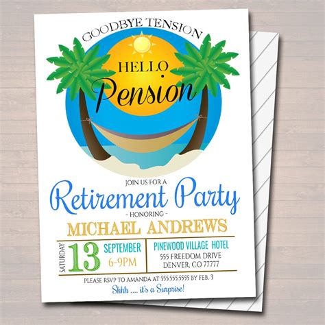 Tropical Beach Retirement Invitation Tidylady Printables