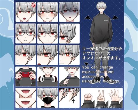 Customizable Male Vtuber Original Data Psd Hair Color Eye Color