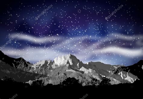 Abstract Mountain Silhouette And Night Sky — Stock Vector © Oconner