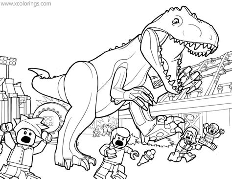 Lego Jurassic World Coloring Pages T Rex Opened His Mouth