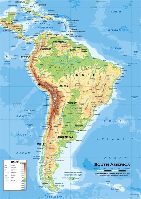 Map Of Latin America South America Physical And Political Posters