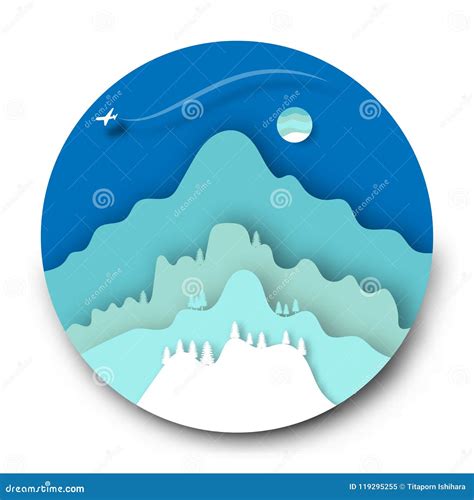 3d Paper Art Blue Mountain Abstract Vector Art And Illustration
