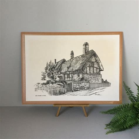Vintage Lithograph Print Of Anne Hathaways Cottage By Etsy