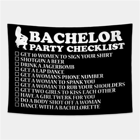 Bachelor Party Checklist Bachelor Party Tapestry Teepublic