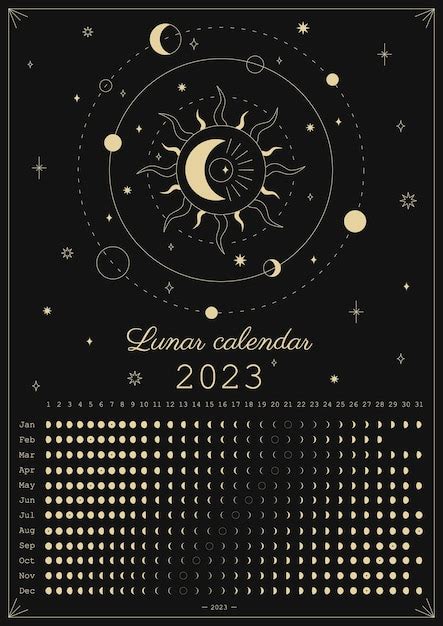 Calendario Lunar 2023 Diseño De Calendario Astrológico Ciclo De Fase