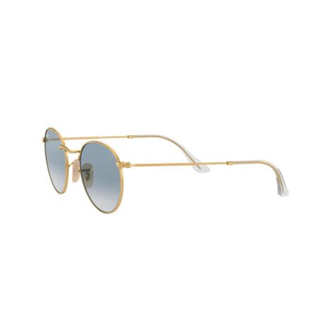 Óculos De Sol Ray Ban Round Flat Rb3447nl 001 3f 53 Dourado Azul Gradiente Submarino