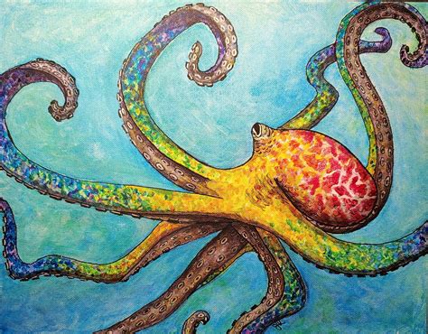 Rainbow Octopus Painting Wall Art Acrylic Octopus Painting Etsy Singapore