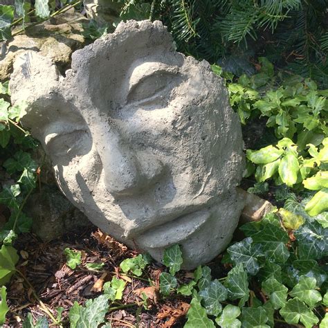 Concrete crafts concrete art concrete projects concrete blocks outdoor projects concrete design diy projects to try craft projects diy art. DIY Concrete Face Garden Sculpture - Made By Barb ...