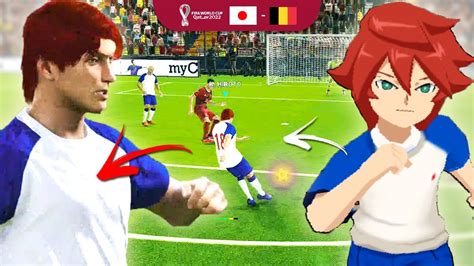 SUPER ONZE na COPA do MUNDO Japão VS Bélgica Oitavas Inazuma Eleven Real Gameplay