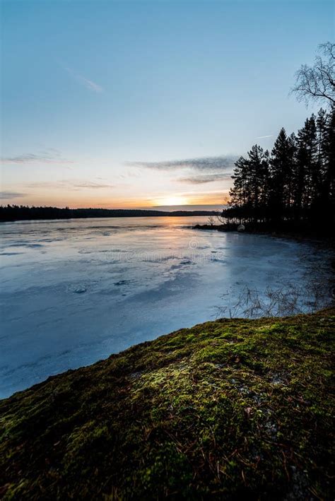 Sunrise By Icy Lake Stock Photo Image Of Natural Nature 145691176
