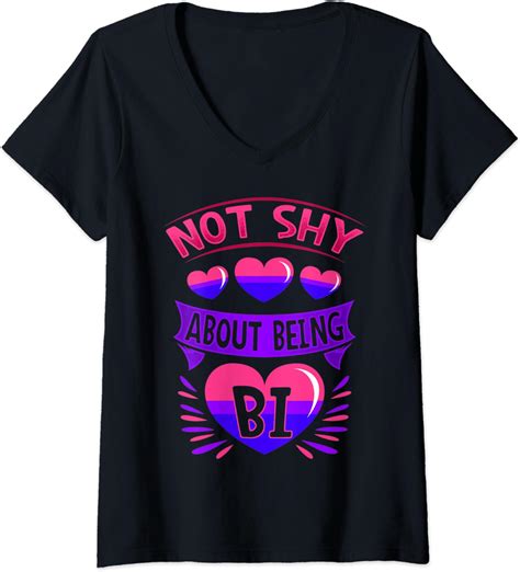 Womens Bisexual Gay Pride Month Funny Not Shy About Being Bi Pride V Neck T Shirt Uk
