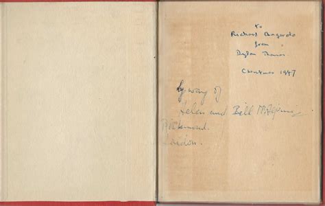 Death And Entrances Inscribed And Signed By Dylan Thomas By Thomas Dylan Nf Hardcover 1947