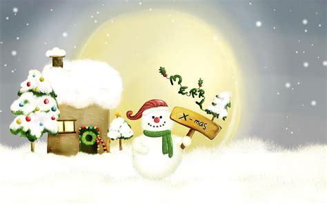 Snowman Merry Xmas Hd Wallpaper